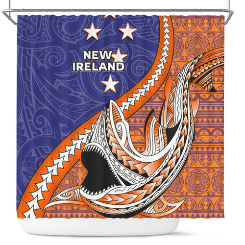 Australia  South Sea Islanders Shower Curtain - New Ireland Flag With Polynesian Shark Pattern Shower Curtain Australia  South Sea Islanders Shower Curtain - New Ireland Flag With Polynesian Shark Pattern Shower Curtain