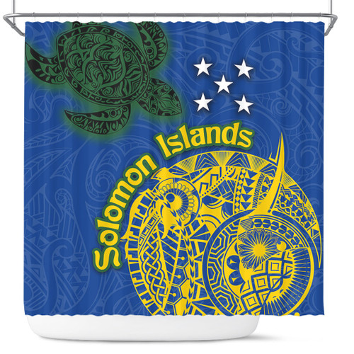 Australia  South Sea Islanders Shower Curtain - Proud To Be Solomon Islander In Polynesian Pattern Inspired Shower Curtain Australia  South Sea Islanders Shower Curtain - Proud To Be Solomon Islander In Polynesian Pattern Inspired Shower Curtain