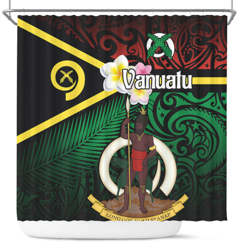Australia  South Sea Islanders Shower Curtain - Vanuatu Special Original Flag In Polynesian Style Shower Curtain Australia  South Sea Islanders Shower Curtain - Vanuatu Special Original Flag In Polynesian Style Shower Curtain