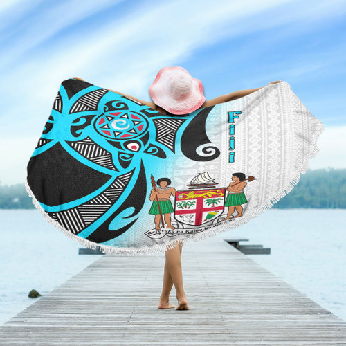 Australia  South Sea Islanders Beach Blanket - Fiji With Polynesian Tapa Patterns And Coat Of Arms Symbol Beach Blanket Australia  South Sea Islanders Beach Blanket - Fiji With Polynesian Tapa Patterns And Coat Of Arms Symbol Beach Blanket
