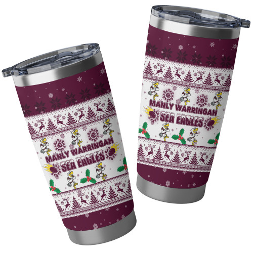 Manly Warringah Sea Eagles Tumbler - Special Ugly Christmas Manly Warringah Sea Eagles Tumbler - Special Ugly Christmas