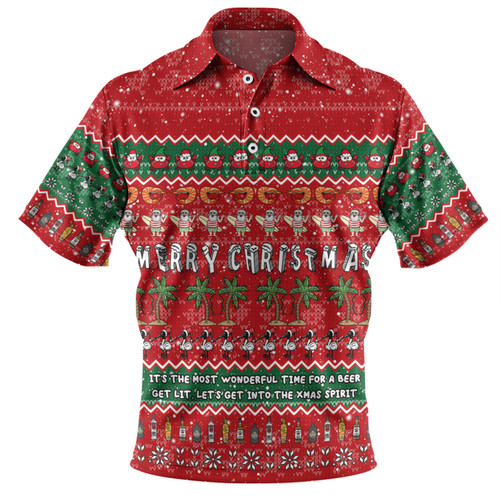 Australia Christmas Custom Polo Shirt - Aussie Ugly Christmas Let's Get Lit Polo Shirt Australia Christmas Custom Polo Shirt - Aussie Ugly Christmas Let's Get Lit Polo Shirt