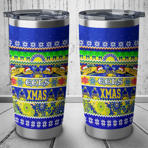 Parramatta Eels Christmas Aboriginal Tumbler - Indigenous Knitted Ugly Style