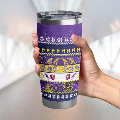 Melbourne Storm Christmas Aboriginal Tumbler - Indigenous Knitted Ugly Style Melbourne Storm Christmas Aboriginal Tumbler - Indigenous Knitted Ugly Style