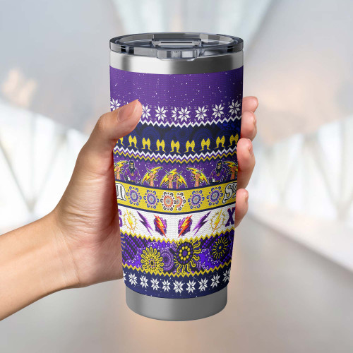 Melbourne Storm Christmas Aboriginal Tumbler - Indigenous Knitted Ugly Style Melbourne Storm Christmas Aboriginal Tumbler - Indigenous Knitted Ugly Style