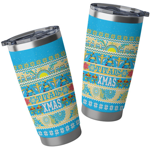 Gold Coast Titans Christmas Aboriginal Tumbler - Indigenous Knitted Ugly Style