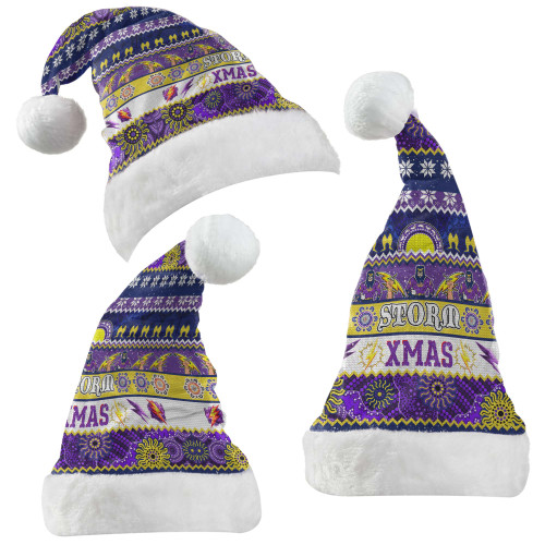 Melbourne Storm Christmas Aboriginal Hat - Indigenous Knitted Ugly Style Melbourne Storm Christmas Aboriginal Hat - Indigenous Knitted Ugly Style