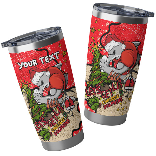 Redcliffe Dolphins Christmas Custom Tumbler - Let's Get Lit Chrissie Pressie Tumbler Redcliffe Dolphins Christmas Custom Tumbler - Let's Get Lit Chrissie Pressie Tumbler