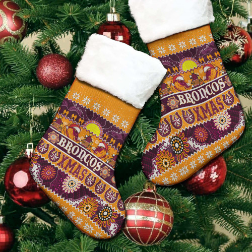 Brisbane Broncos Aboriginal Christmas Stocking - Indigenous Knitted Ugly Style