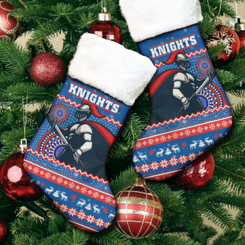 Newcastle Knights Christmas Stocking - Ugly Xmas And Aboriginal Patterns For Die Hard Fan Newcastle Knights Christmas Stocking - Ugly Xmas And Aboriginal Patterns For Die Hard Fan