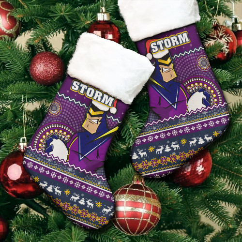 Melbourne Storm Christmas Stocking - Ugly Xmas And Aboriginal Patterns For Die Hard Fan