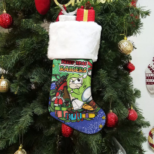 Canberra City Raiders Christmas Stocking - Merry Christmas Our Beloved Team With Aboriginal Dot Art Pattern