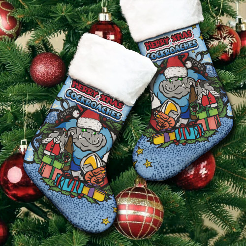 New South Wales Cockroaches Christmas Stocking - Merry Christmas Our Beloved Team With Aboriginal Dot Art Pattern New South Wales Cockroaches Christmas Stocking - Merry Christmas Our Beloved Team With Aboriginal Dot Art Pattern