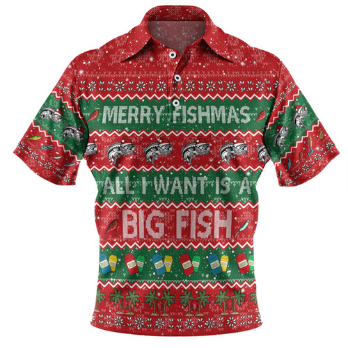 Australia Christmas Custom Polo Shirt - Merry Fishmas All I Want is a Big Fish Polo Shirt