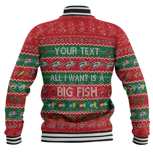 Australia Christmas Custom Baseball Jacket - Merry Fishmas All I Want is a Big Fish Baseball Jacket Australia Christmas Custom Baseball Jacket - Merry Fishmas All I Want is a Big Fish Baseball Jacket