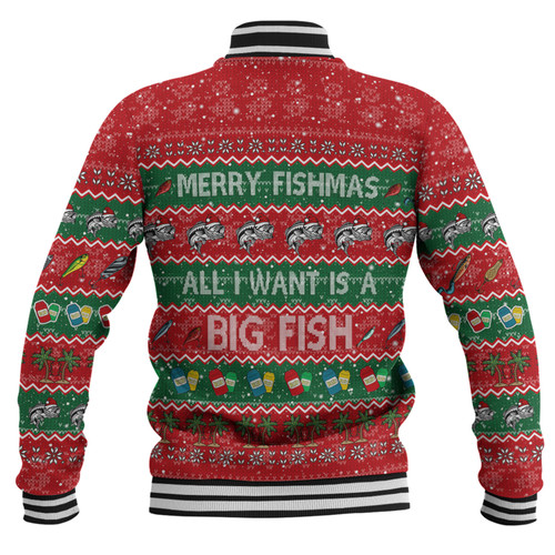 Australia Christmas Custom Baseball Jacket - Merry Fishmas All I Want is a Big Fish Baseball Jacket Australia Christmas Custom Baseball Jacket - Merry Fishmas All I Want is a Big Fish Baseball Jacket