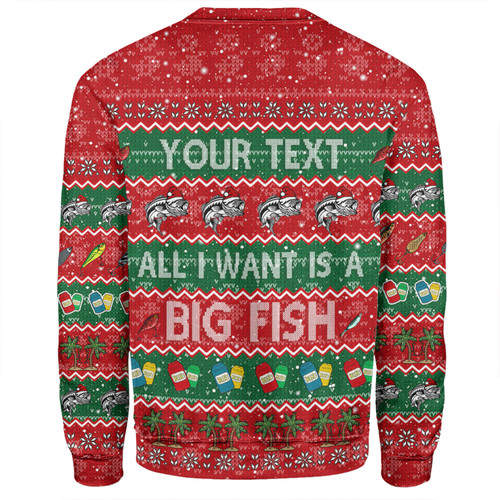 Australia Christmas Custom Sweatshirt - Merry Fishmas All I Want is a Big Fish Sweatshirt Australia Christmas Custom Sweatshirt - Merry Fishmas All I Want is a Big Fish Sweatshirt