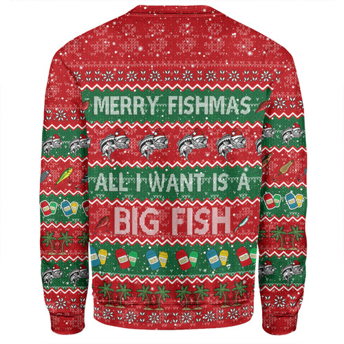 Australia Christmas Custom Sweatshirt - Merry Fishmas All I Want is a Big Fish Sweatshirt Australia Christmas Custom Sweatshirt - Merry Fishmas All I Want is a Big Fish Sweatshirt
