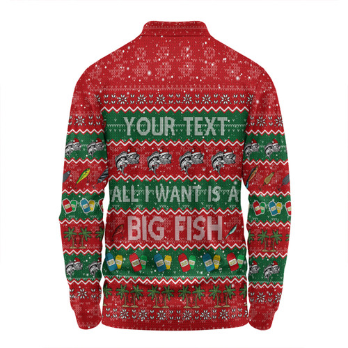 Australia Christmas Custom Long Sleeve Polo Shirt - Merry Fishmas All I Want is a Big Fish Long Sleeve Polo Shirt Australia Christmas Custom Long Sleeve Polo Shirt - Merry Fishmas All I Want is a Big Fish Long Sleeve Polo Shirt