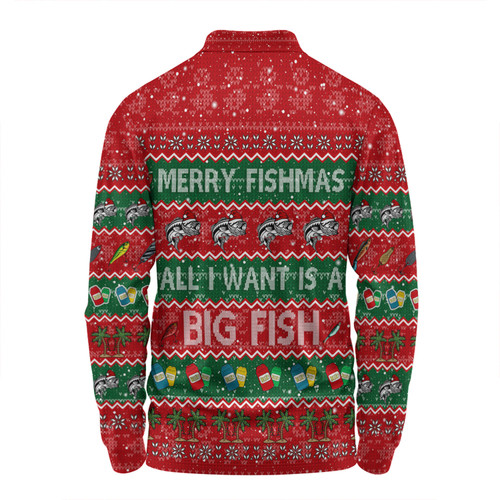 Australia Christmas Custom Long Sleeve Polo Shirt - Merry Fishmas All I Want is a Big Fish Long Sleeve Polo Shirt Australia Christmas Custom Long Sleeve Polo Shirt - Merry Fishmas All I Want is a Big Fish Long Sleeve Polo Shirt