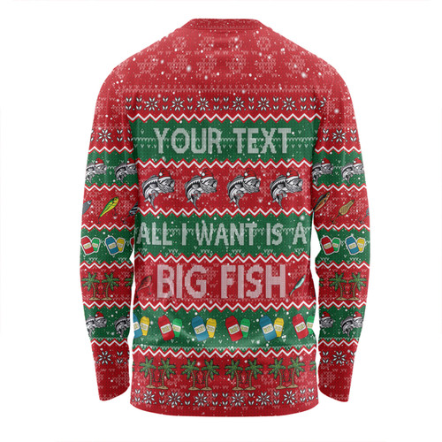 Australia Christmas Custom Long Sleeve T-shirt - Merry Fishmas All I Want is a Big Fish Long Sleeve T-shirt Australia Christmas Custom Long Sleeve T-shirt - Merry Fishmas All I Want is a Big Fish Long Sleeve T-shirt