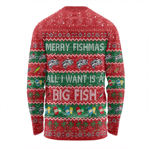 Australia Christmas Custom Long Sleeve T-shirt - Merry Fishmas All I Want is a Big Fish Long Sleeve T-shirt Australia Christmas Custom Long Sleeve T-shirt - Merry Fishmas All I Want is a Big Fish Long Sleeve T-shirt