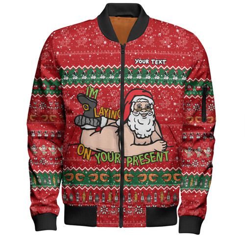 Australia Christmas Custom Bomber Jacket - Merry Chrismas I'm Laying On Your Present Bomber Jacket Australia Christmas Custom Bomber Jacket - Merry Chrismas I'm Laying On Your Present Bomber Jacket