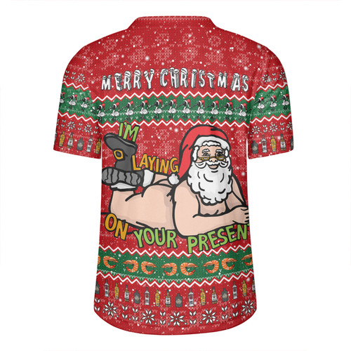 Australia Christmas Custom Rugby Jersey - Merry Chrismas I'm Laying On Your Present Rugby Jersey Australia Christmas Custom Rugby Jersey - Merry Chrismas I'm Laying On Your Present Rugby Jersey