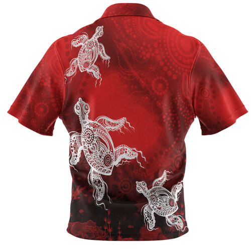 [Custom] Australia Aboriginal Inspired Polo Shirt - Indigenous Turtle Ocean Dot Painting Art Red