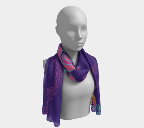 Australia Aboriginal Silk Habotai Scarf - Purple Aboriginal Scarf Australia Aboriginal Silk Habotai Scarf - Purple Aboriginal Scarf