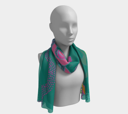 Australia Aboriginal Silk Habotai Scarf - Green Aboriginal Scarf Australia Aboriginal Silk Habotai Scarf - Green Aboriginal Scarf