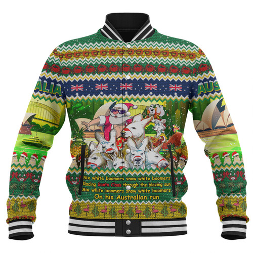 Australia Christmas Custom Baseball Jacket - Six White Boomers Baseball Jacket