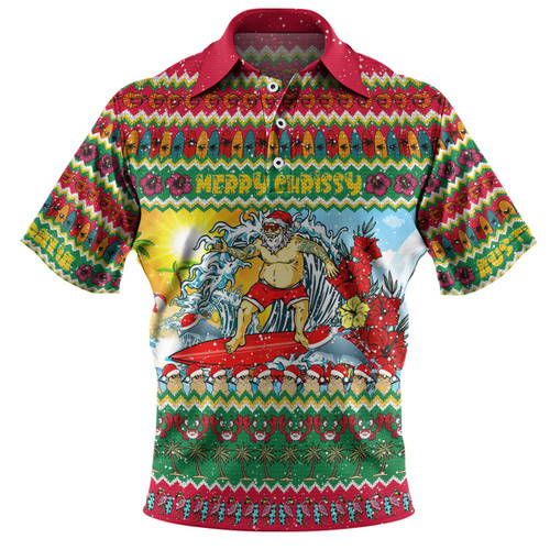 Australia Christmas Custom Polo Shirt - Surfing Santa Polo Shirt