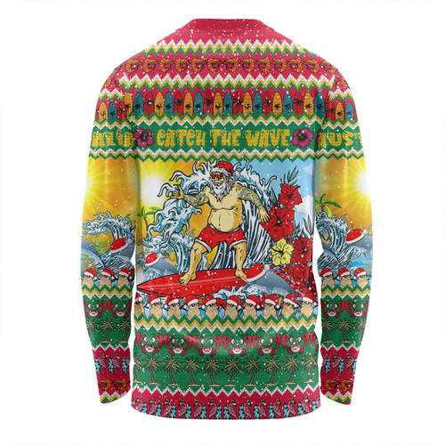Australia Christmas Custom Long Sleeve T-shirt - Surfing Santa Long Sleeve T-shirt Australia Christmas Custom Long Sleeve T-shirt - Surfing Santa Long Sleeve T-shirt