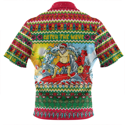 Australia Christmas Custom Zip Polo Shirt - Surfing Santa Zip Polo Shirt Australia Christmas Custom Zip Polo Shirt - Surfing Santa Zip Polo Shirt