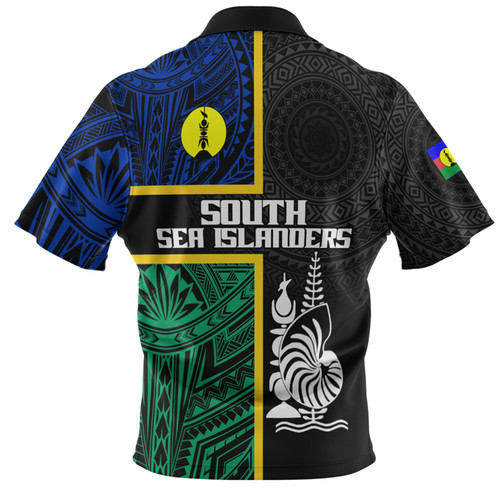 Australia South Sea Islanders Polo Shirt - New Caledonia Flag Polynesian Tattoo Style Polo Shirt Australia South Sea Islanders Polo Shirt - New Caledonia Flag Polynesian Tattoo Style Polo Shirt