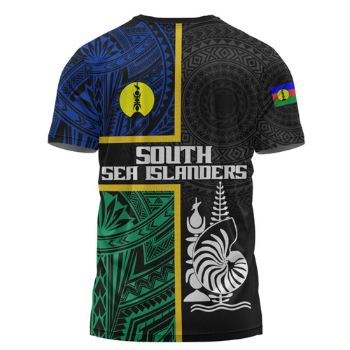 Australia South Sea Islanders T-shirt - New Caledonia Flag Polynesian Tattoo Style T-shirt Australia South Sea Islanders T-shirt - New Caledonia Flag Polynesian Tattoo Style T-shirt