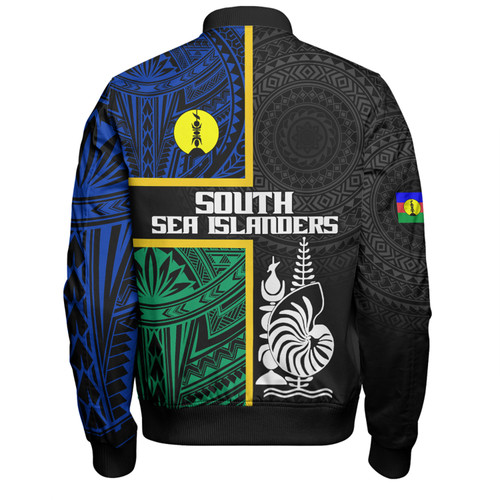 Australia South Sea Islanders Bomber Jacket - New Caledonia Flag Polynesian Tattoo Style Bomber Jacket Australia South Sea Islanders Bomber Jacket - New Caledonia Flag Polynesian Tattoo Style Bomber Jacket