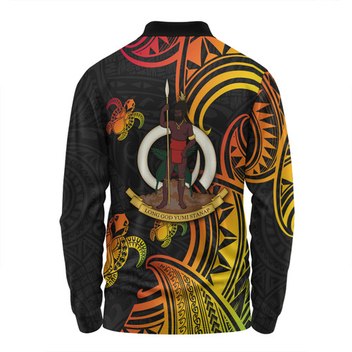 Australia South Sea Islanders Long Sleeve Polo Shirt - Vanuatu Polynesian Reggae Tentacle Turtle Long Sleeve Polo Shirt Australia South Sea Islanders Long Sleeve Polo Shirt - Vanuatu Polynesian Reggae Tentacle Turtle Long Sleeve Polo Shirt