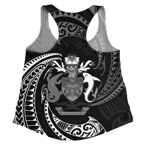 Australia South Sea Islanders Women Racerback Singlet - Solomon Islands White Tribal Wave Pattern Women Racerback Singlet