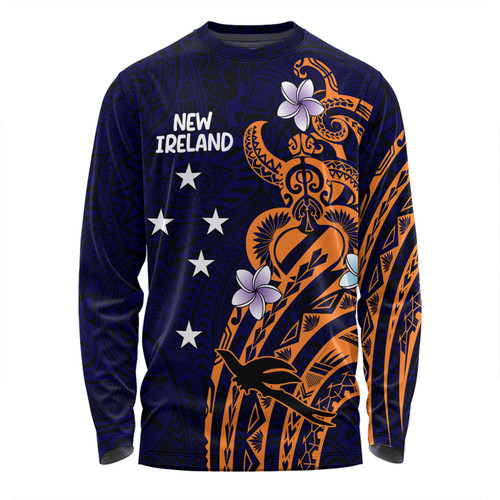 Australia South Sea Islanders Long Sleeve T-shirt - New Ireland Flag With Polynesian Pattern Long Sleeve T-shirt