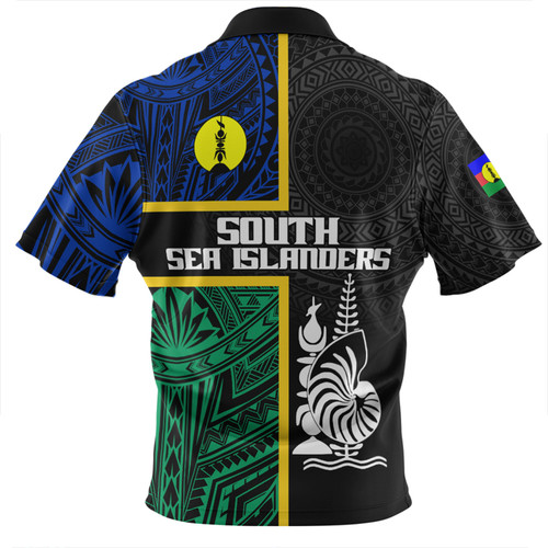Australia South Sea Islanders Zip Polo Shirt - New Caledonia Flag Polynesian Tattoo Style Zip Polo Shirt Australia South Sea Islanders Zip Polo Shirt - New Caledonia Flag Polynesian Tattoo Style Zip Polo Shirt