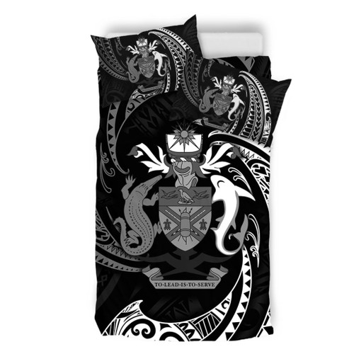 Australia South Sea Islanders Bedding Set - Solomon Islands White Tribal Wave Pattern Bedding Set Australia South Sea Islanders Bedding Set - Solomon Islands White Tribal Wave Pattern Bedding Set