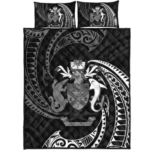 Australia South Sea Islanders Quilt Bed Set - Solomon Islands White Tribal Wave Pattern Quilt Bed Set Australia South Sea Islanders Quilt Bed Set - Solomon Islands White Tribal Wave Pattern Quilt Bed Set