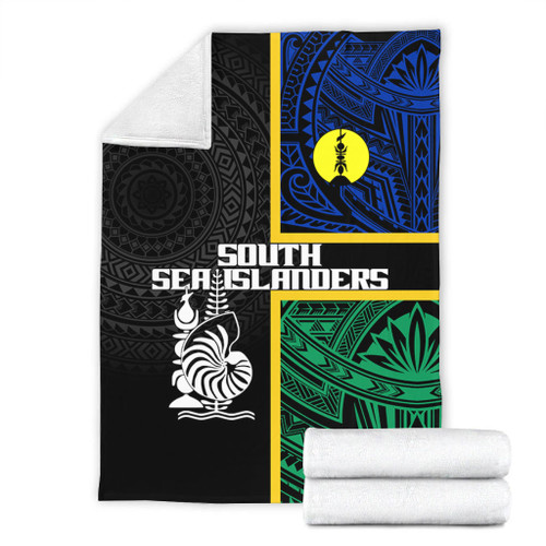 Australia South Sea Islanders Blanket - New Caledonia Flag Polynesian Tattoo Style Blanket Australia South Sea Islanders Blanket - New Caledonia Flag Polynesian Tattoo Style Blanket