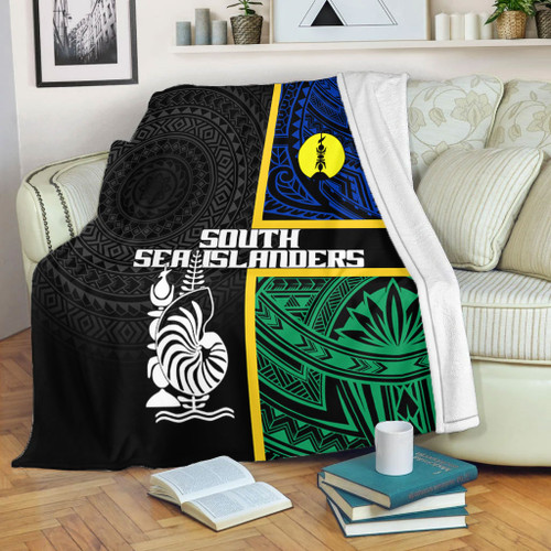 Australia South Sea Islanders Blanket - New Caledonia Flag Polynesian Tattoo Style Blanket Australia South Sea Islanders Blanket - New Caledonia Flag Polynesian Tattoo Style Blanket