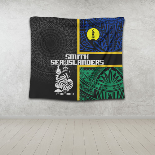 Australia South Sea Islanders Tapestry - New Caledonia Flag Polynesian Tattoo Style Tapestry Australia South Sea Islanders Tapestry - New Caledonia Flag Polynesian Tattoo Style Tapestry
