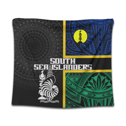 Australia South Sea Islanders Tapestry - New Caledonia Flag Polynesian Tattoo Style Tapestry Australia South Sea Islanders Tapestry - New Caledonia Flag Polynesian Tattoo Style Tapestry