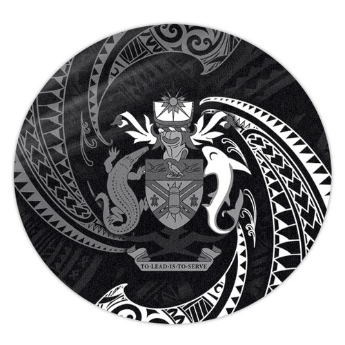 Australia South Sea Islanders Round Rug - Solomon Islands White Tribal Wave Pattern Round Rug Australia South Sea Islanders Round Rug - Solomon Islands White Tribal Wave Pattern Round Rug