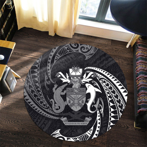 Australia South Sea Islanders Round Rug - Solomon Islands White Tribal Wave Pattern Round Rug Australia South Sea Islanders Round Rug - Solomon Islands White Tribal Wave Pattern Round Rug